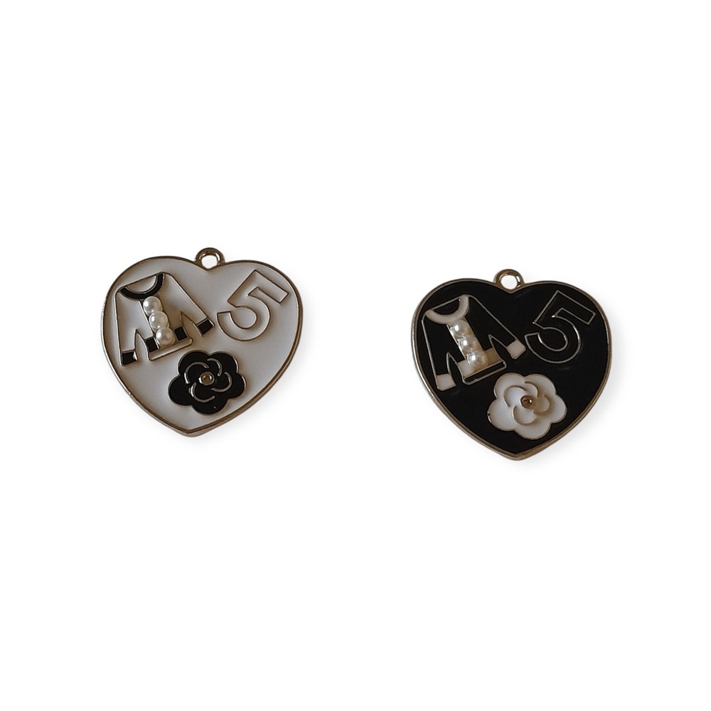 Retro Fashion Enamel Heart Pendant Jewelry Charms No 5 Camellia Flower Lot